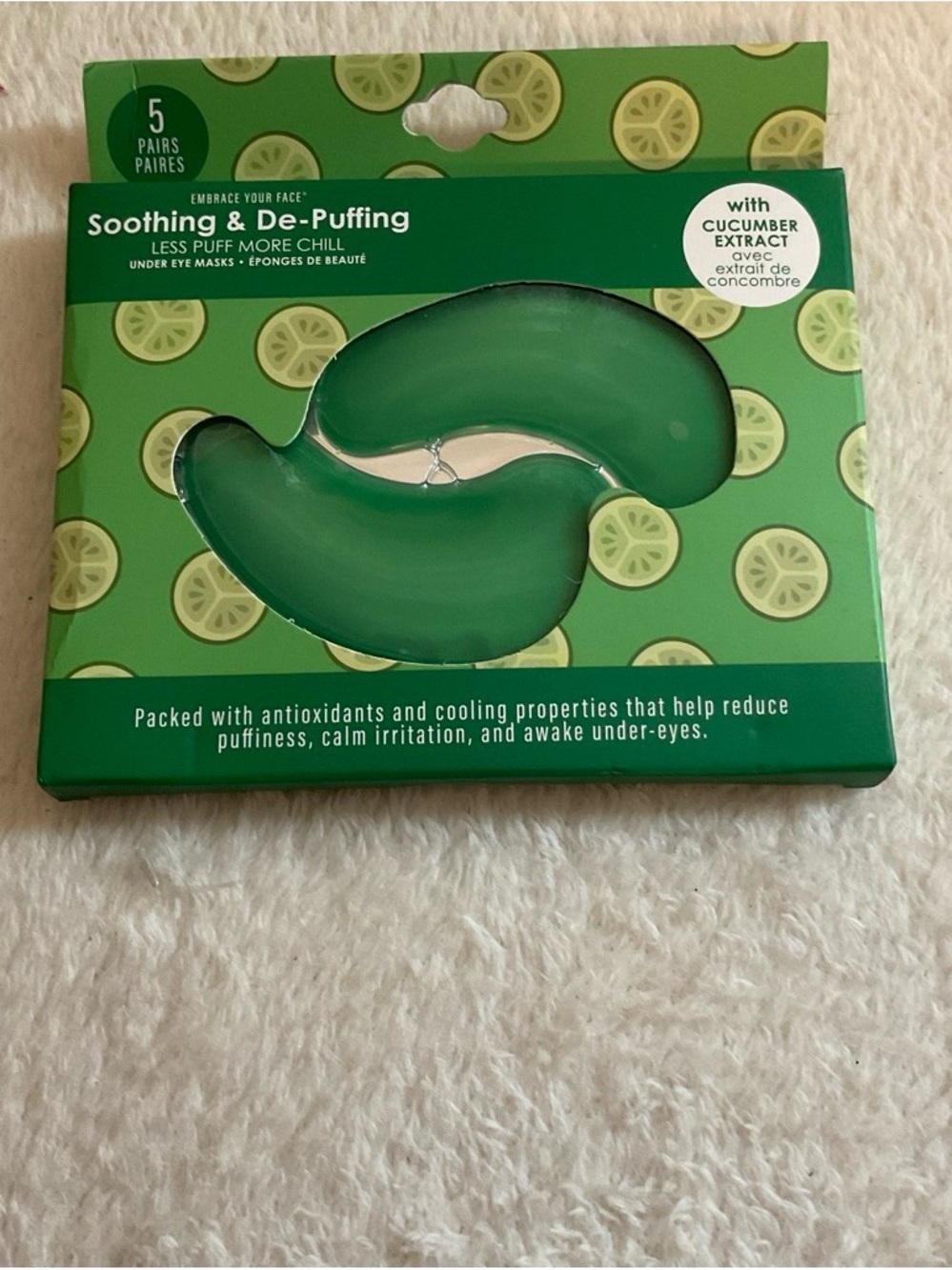 Alamar Soothing & De-Puffing Cucumber Under Eye Masks – Green
